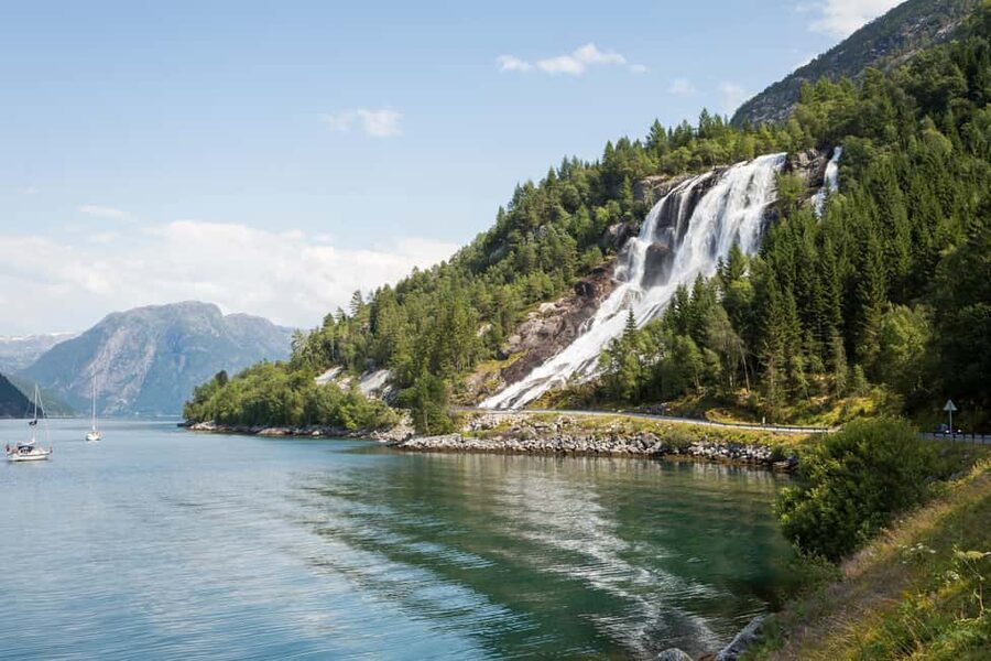 Bergen: Easy Hike to Bondhus Glacier Lake & Rosendal Visit - Steinsdalsfossen waterfall: the stop that adds noise and drama