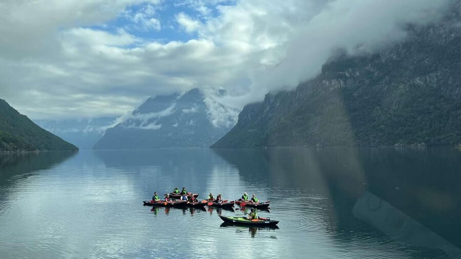 Hellesylt: Beginner-Friendly Fjord Kayaking Experience - Where you meet at Fjordkayaking.com in Hellesylt harbor