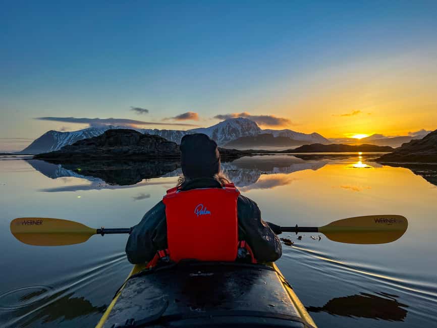 Lofoten: Half-Day Winter Kayak Adventure - On the water: paddling north-east around frozen islands
