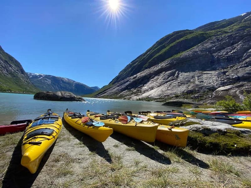 Nigards: Kayaking and Glacier Hike - Safety briefings and glacier gear: crampons and rope on purpose