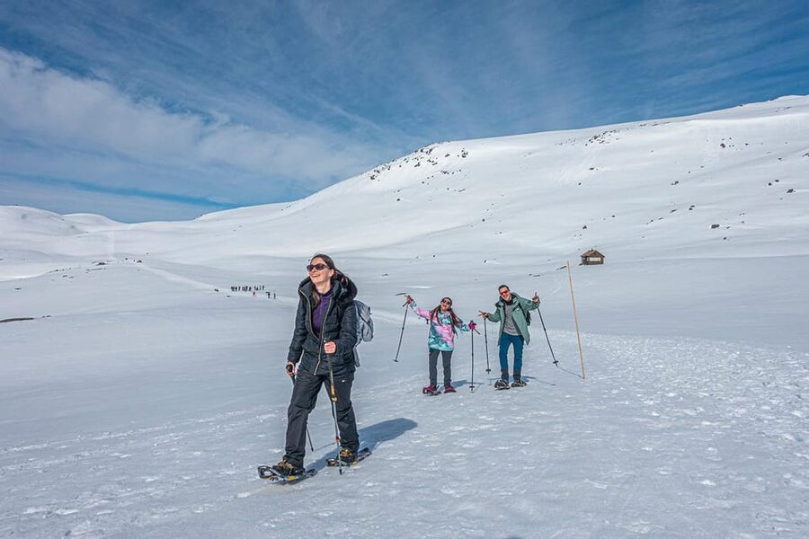 Odda: Trolltunga Winter Hike on Snowshoes - Mågelitopp to Gryteskar: where the climb gets steep and your snow skills count