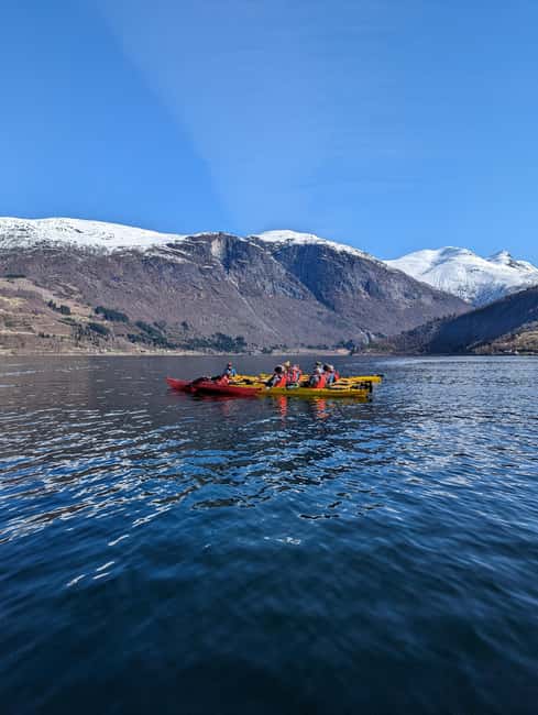 Olden: Fjord Kayaking + Drysuit & Safety Boat - Gear included: drysuit, sprayskirt, PFD, and the comfort checklist