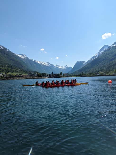 Olden: Fjord Kayaking + Drysuit & Safety Boat - Getting started at the Olden Active port tent (Fjordvegen 1567)