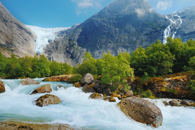 Olden Shore Excursion: the Amazing Briksdal Glacier - Glacier-view lake at Briksdalbreen: the payoff