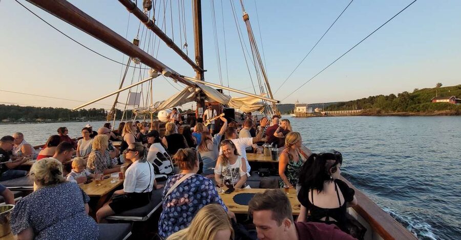 Oslo Fjord Evening Live Rock music cruise with Shrimp buffet - Life Aboard a Traditional Wooden Sailing Ship (Open Deck Included)