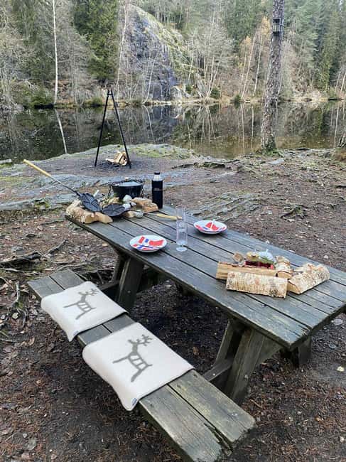 Oslo’s Secret Forest Gastronomy: Private Chef & Local Feast - Making rømme waffles over the flames, with brunost on top