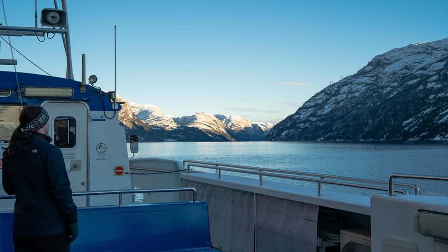 Stavanger: Electric Fjord Cruise to Lysefjord & Preikestolen - Hengjanefossen Waterfall: The Bow-In, Feel-the-Spray Moment