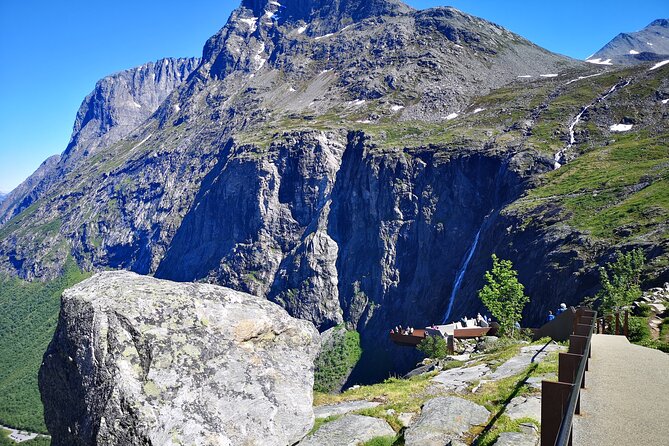 Trollstigen 100% Highlights Fjord to Troll 10 stops 16 seats max - Sjøholt Hotel from the bus: the Swiss-style landmark you spot fast