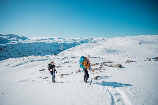 Trolltunga Winter Day Hike - The hike toward Trolltunga: snow-covered steps and real effort