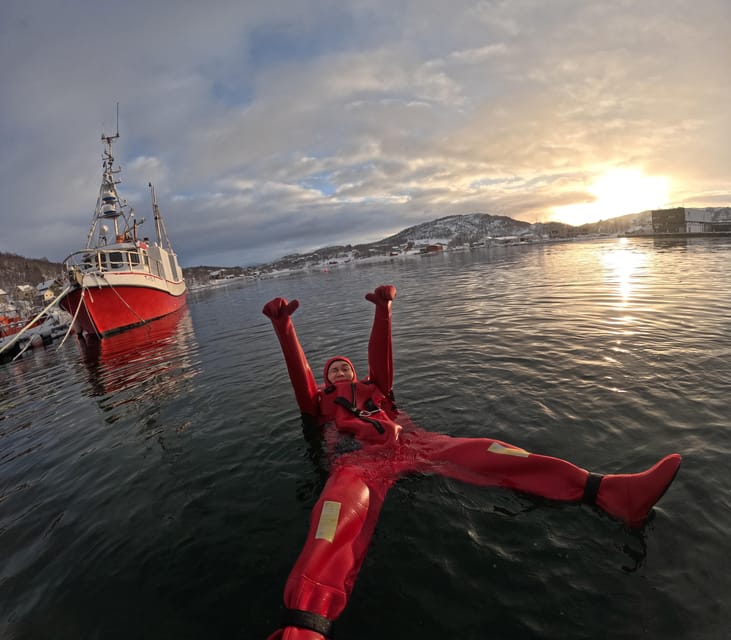 Tromsø: Arctic Fjord Floating in Survival Suit - Tromsø Arctic fjords, in a suit, right next to the cold