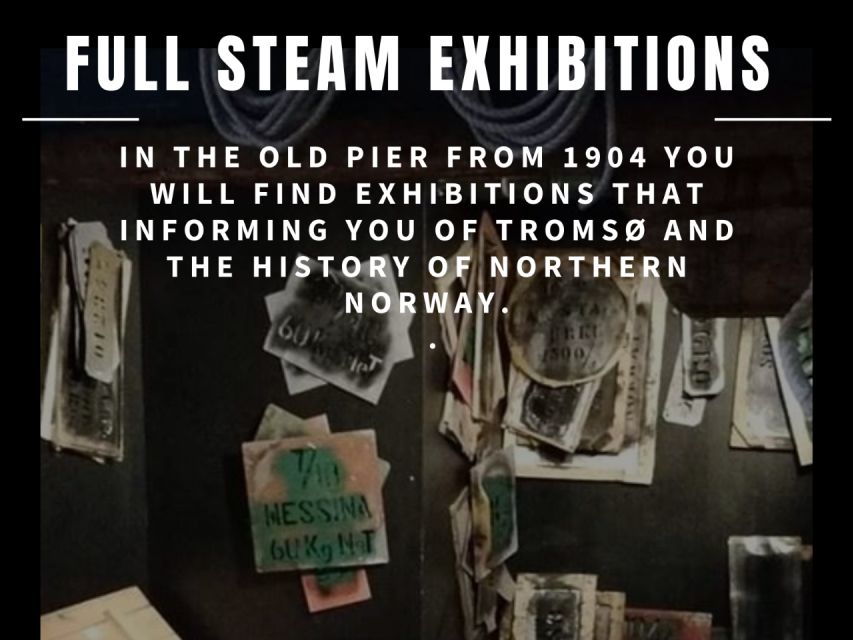 Tromso: Full Steam Museum Entrance - Northern Lights photos by Ole Salomonsen, Truls Iversen, and Per Ivar Somby